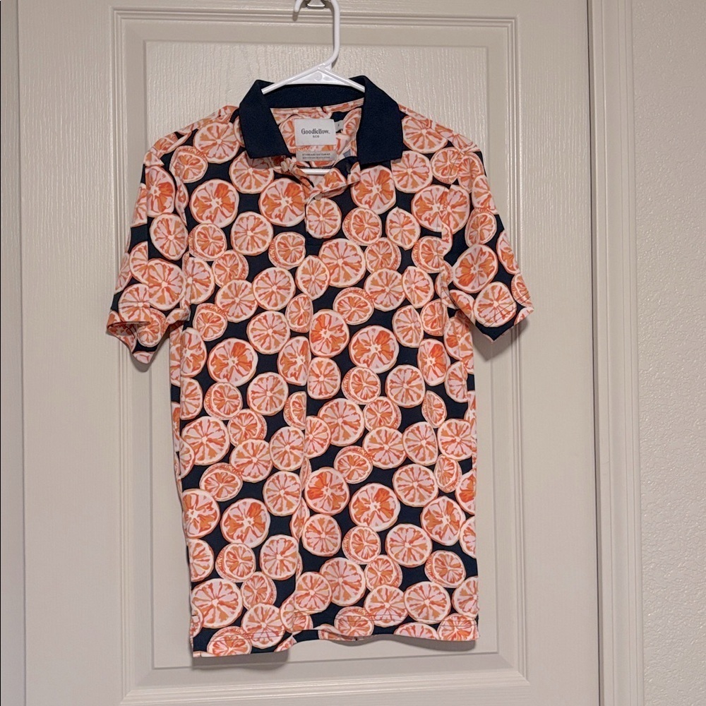 Goodfellow & Co Navy Citrus Pattern Polo Size Small
